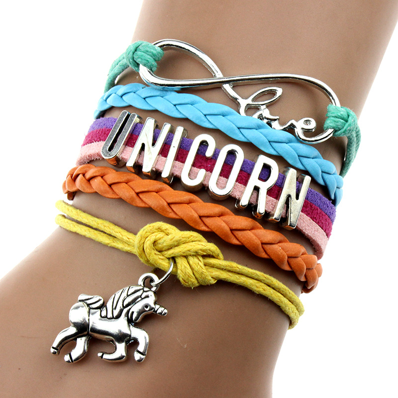 

Boho Charm Unicorn Bracelet Friendship Rainbow Bracelet DIY Braided Jewelry