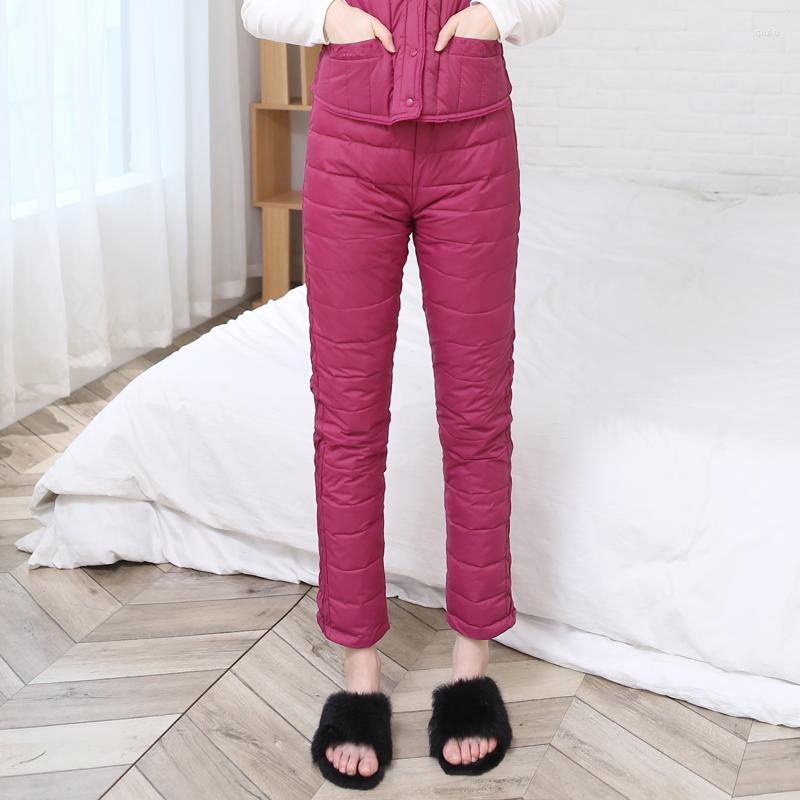 

Women's Pants Women Winter Puffer Red Black Lightweight Puff Trousers Female Elastic Waist Warm Thicken Quilted Bottom For Woman