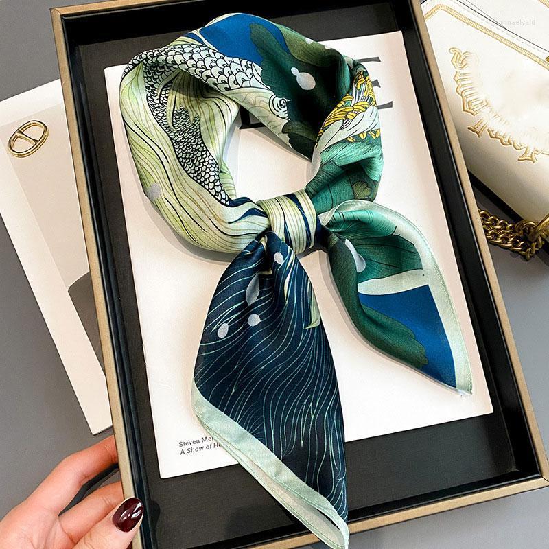 

Scarves Natural Silk Scarf Women Handkerchief Printed Female Bandana Neck Hijab Lady Girl Spring Foular Neckerchief Square ScarvesScarv