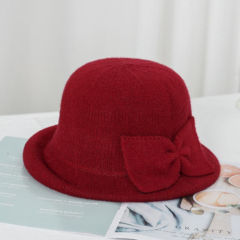 

Wide Brim Hats Ladies Autumn Winter Colorful Outdoor Hat Bowtie Round Curly EdgeWide, Beige