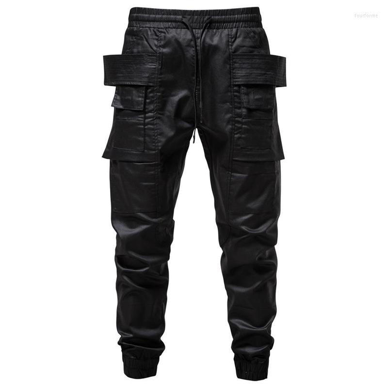 

Men' Pants Rainbowtouches Punk Multi Pockets Cargo Joggers Men Black Techwear Harajuku Hip Hop Streetwear Trousers