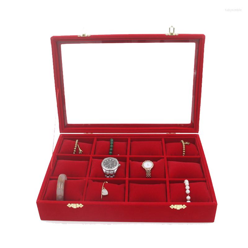 

Jewelry Pouches Mordoa 12 Slots Pillow Style Watch Bracelet Display Tray Box Necklace Earring Container Case Organizer Gift