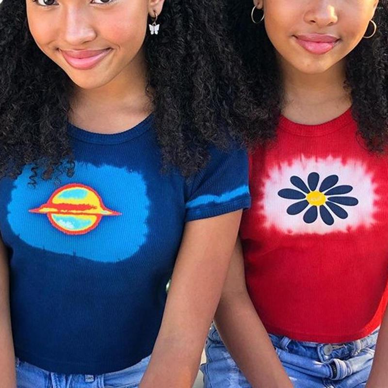 

Women' T Shirts 2023 Young Style Women Fashion Short Sleeve Print T-shirt Ladies Female Stylish Tie-dye Tops For Daily Wear