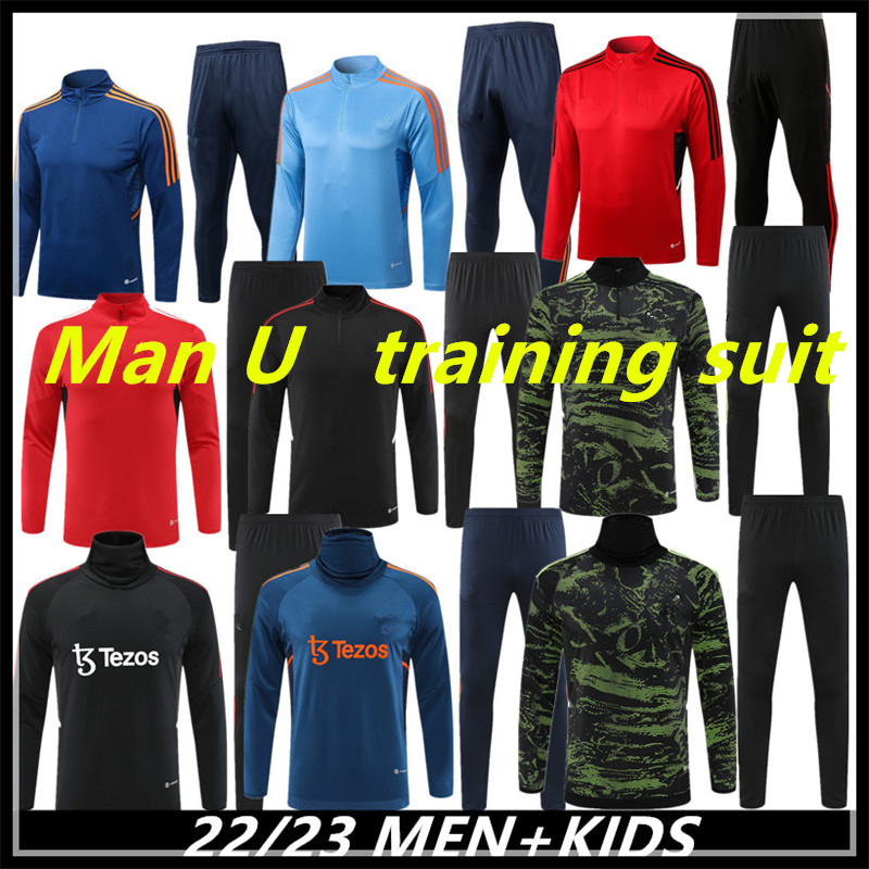 

23-24 Tracksuits MAn UTD Adult kid Long Sleeve pull zipper Training Suit men L.PAQUETA AOUAR 2023 2024 Football training kit Jogging sets 02, Yellow