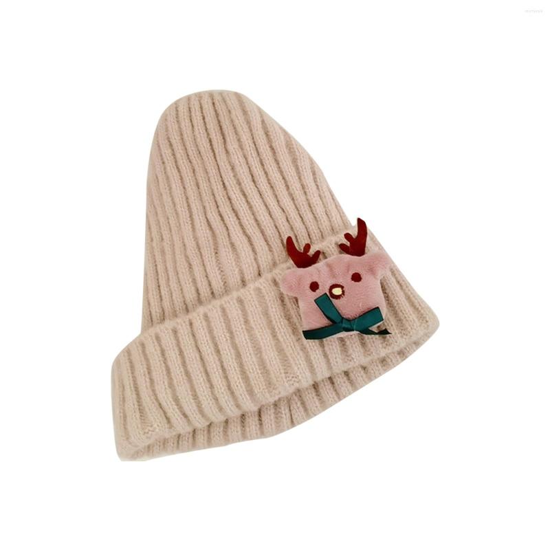 

Berets Christmas Cartoon Knitting Wool Cap Autumn And Winter Warm Ear Protection Sleeve Mens Hat Small Hats Caps, White