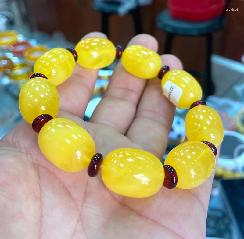 

Strand %100 Certificate 15x21mm Natural Yellow Mexico Amber Beeswax Bracelet 7.5"