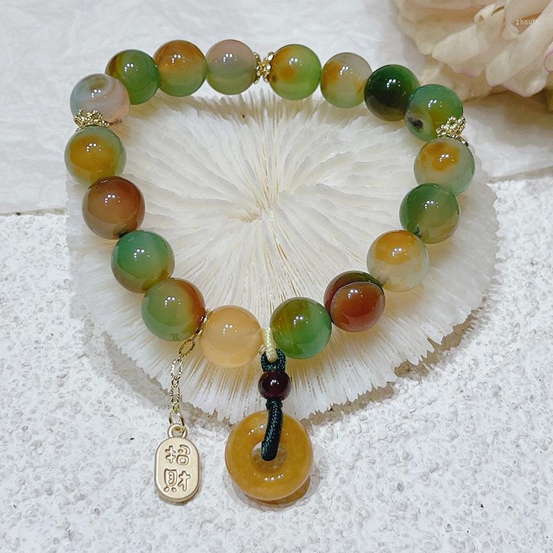 

Bangle Peacock Agate Colorful Design Buckle Lucky Bracelets Women Jewelry