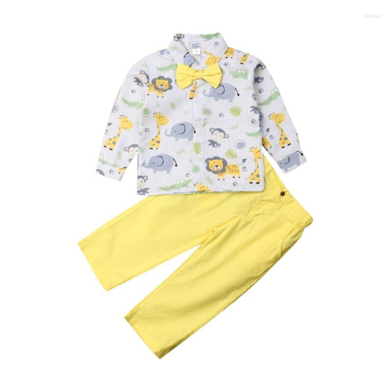 

Clothing Sets 1-6Years Toddler Kids Baby Boy Suit Wedding Bowtie Gentleman T-Shirt Long Pants Outfit, Picture shown