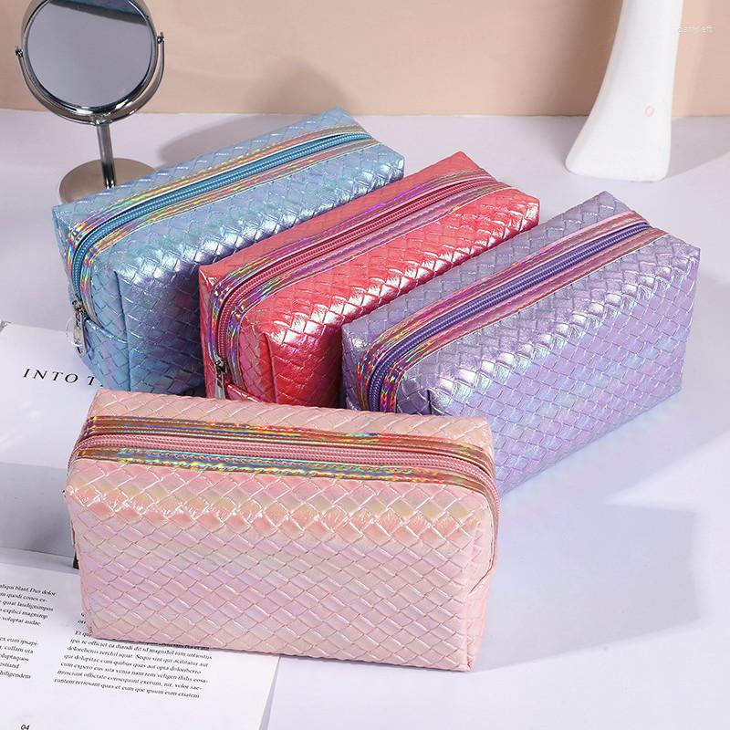 

Cosmetic Bags 2023 1Pc Women Laser Color Makeup Bag Travel Pu Leather Waterproof Organizer Case Make Up Necessaries, Purple