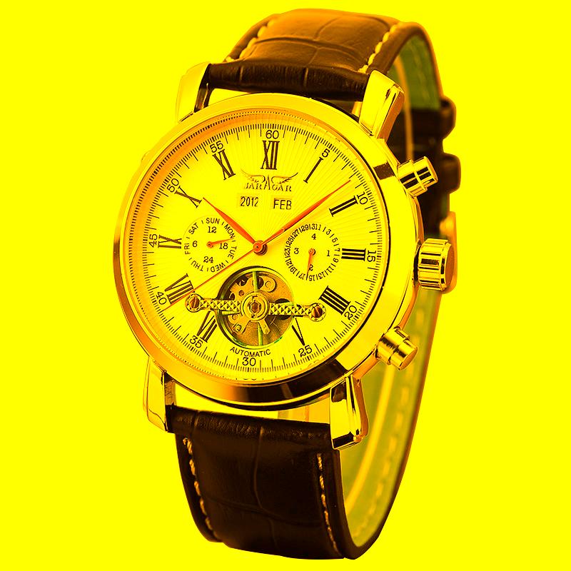 

Wristwatches Fashion Casual Leather Strap Unisex Men And Women Watches Automatic Mechanical Wrist Clock Auto Date Day Year Display Relogios, White