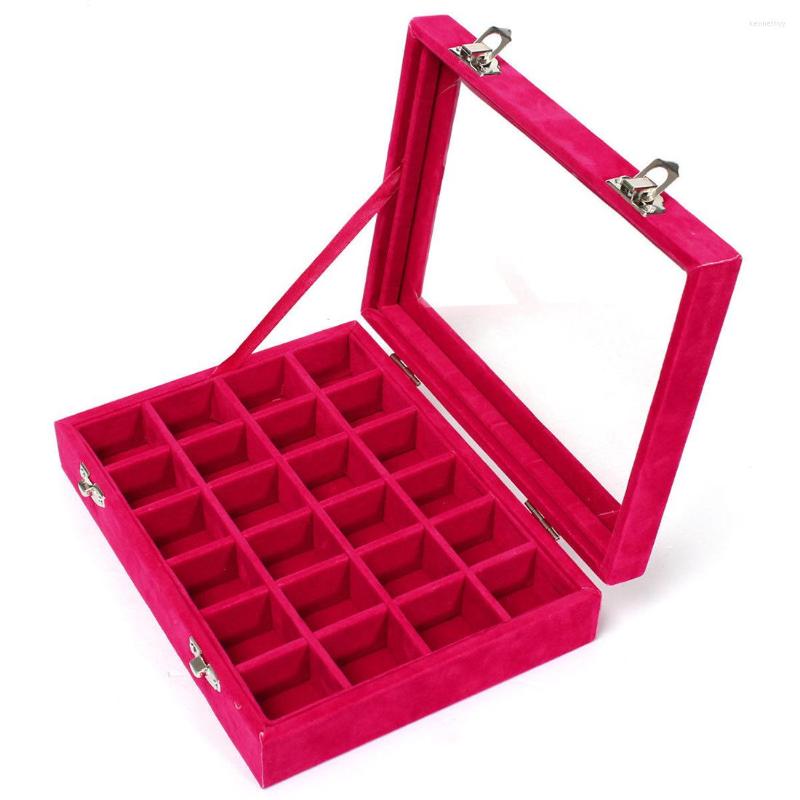 

Jewelry Pouches 24 Grid Display Box Storage Glass Bracelet Watch Pillow Buckle