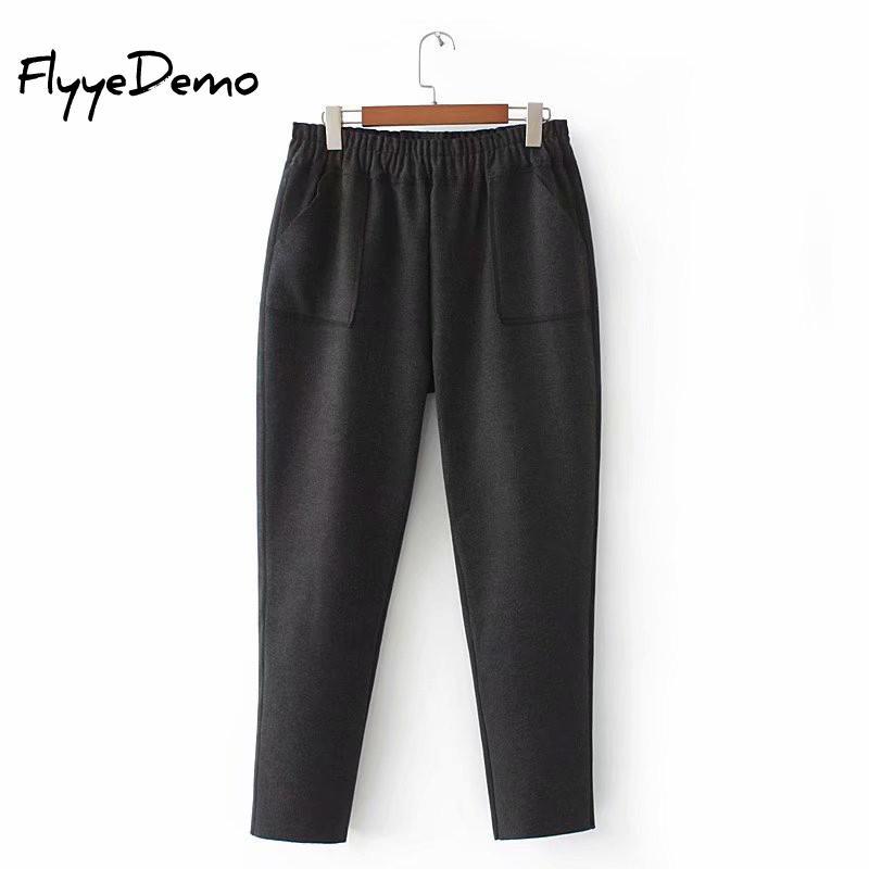 

Women's Pants Spring Autumn Women Full Plus Size Solid Cotton Denim Loose Harem Black Elastic Waist  - 4XL & Capris
