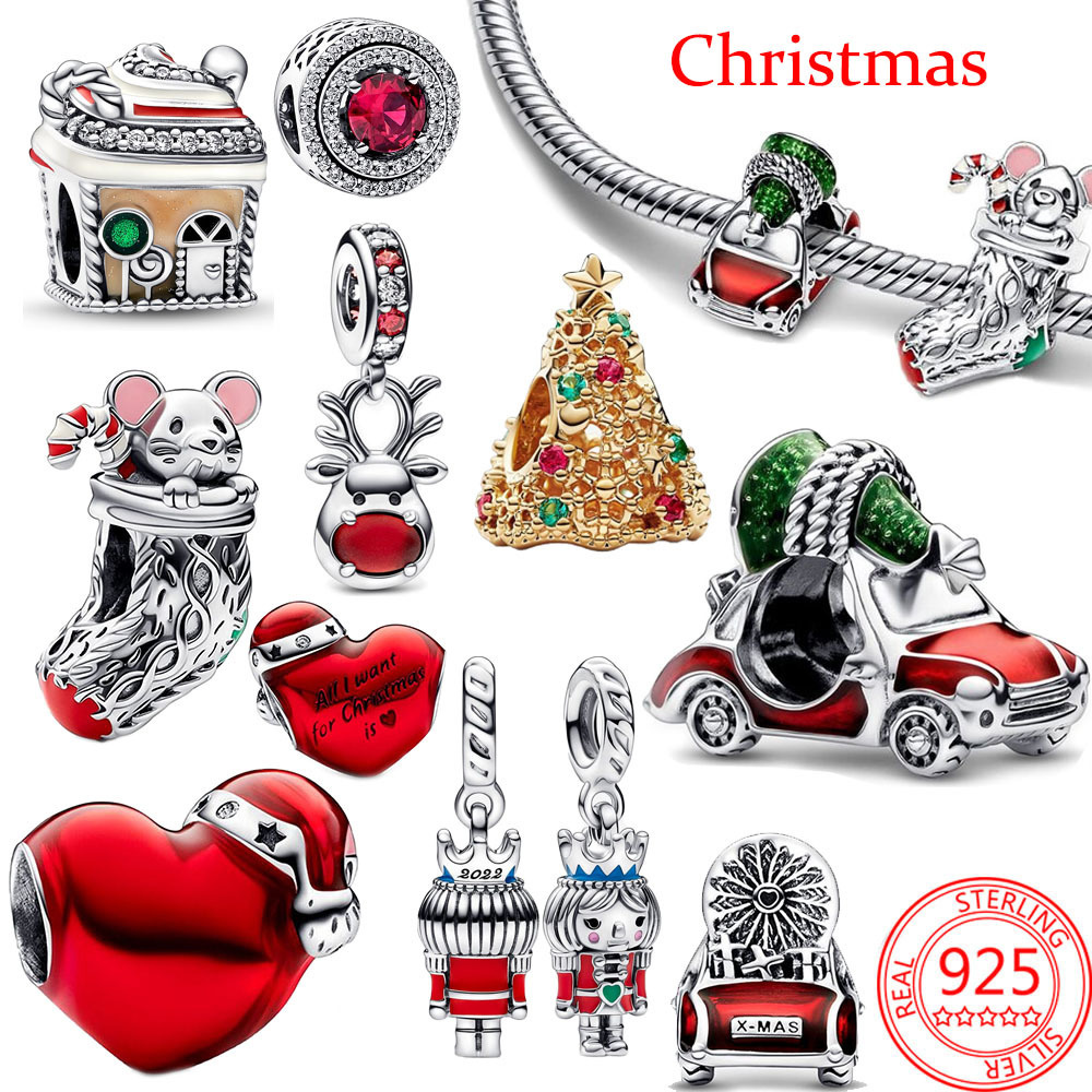 

2023 Real 925 Sterling SilverSnowflake Sparkling Herbarium Cluster Dangle Charm Fit Original Pandora Bracelet Jewelry