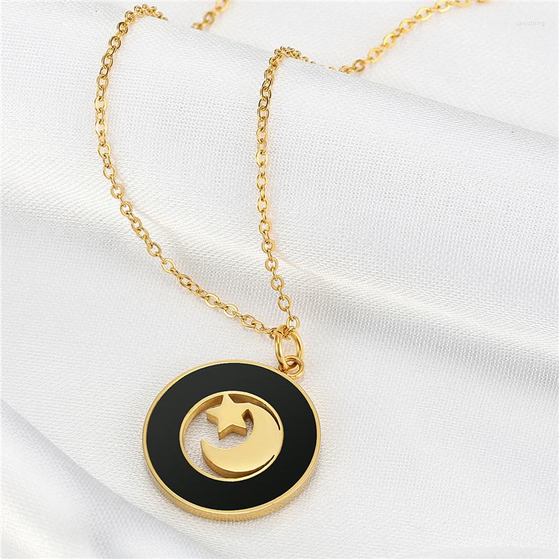 

Pendant Necklaces Fashion Geometry Star Moon Necklace Gold Color Clavicle Stainless Steel Valentine's Day Christmas Jewelry Gifts