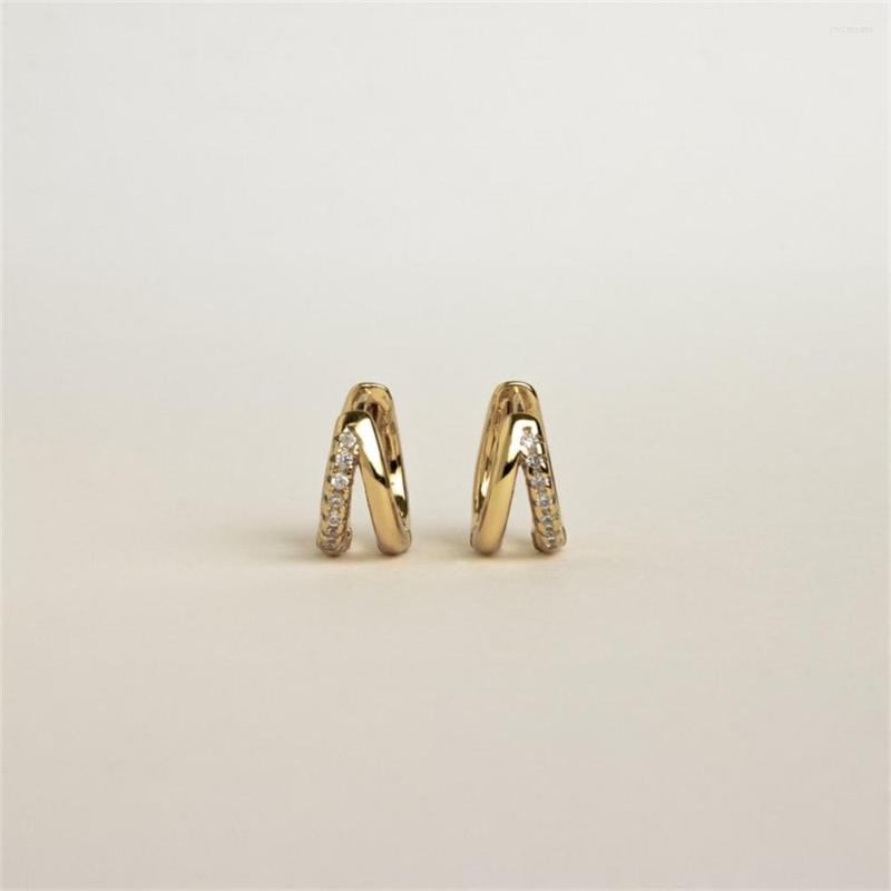 

Hoop Earrings MANYITAFLY Simple Shiny Zircon Gold Plating Jewelry Delicate Cute Crystal Stud For Women