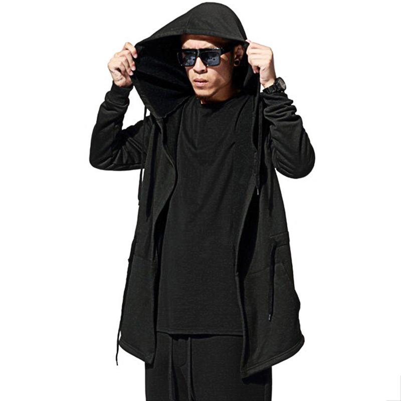

Men's Jackets Men Hoodie Zipper Sweatshirt Casual Solid Color Drawstring Lacing Spring Autumn Loose Long Sleeve Jacket Coats Dark HoodedMen', Black