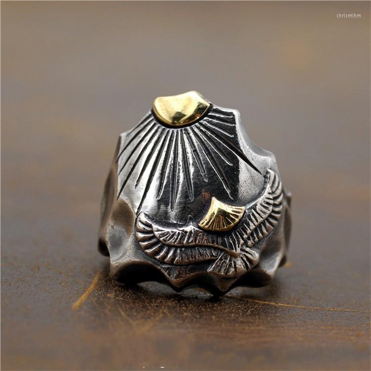 

Cluster Rings National Standard S925 Sterling Silver Thai Retro Personality Domineering Men's Large Wide And Heavy Eagle Index Finger R