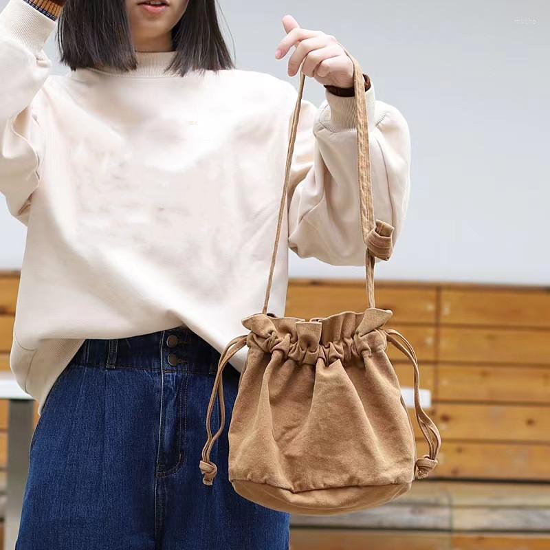 

Evening Bags Four Seasons Women's Vintage Drawstring Bucket Bag Fashionable Multifunctional Casual Canvas Shoulder Strap Messenger, 01