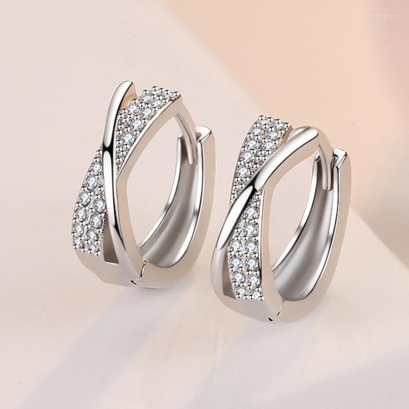 

Hoop Earrings 2023 S925 Sterling Silver X 10MM Luxury Zircon Women Fashion Wedding Gift Jewelry