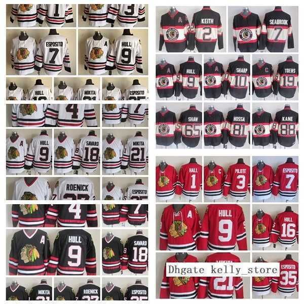 

Retro Chicago Blackhawks Jersey 1 Glenn Hall 3 Pierre Pilote 7 Esposito 21 Stan Mikita 16 Hull Mens Vintage CCM Stitched Hockey Jerseys, White