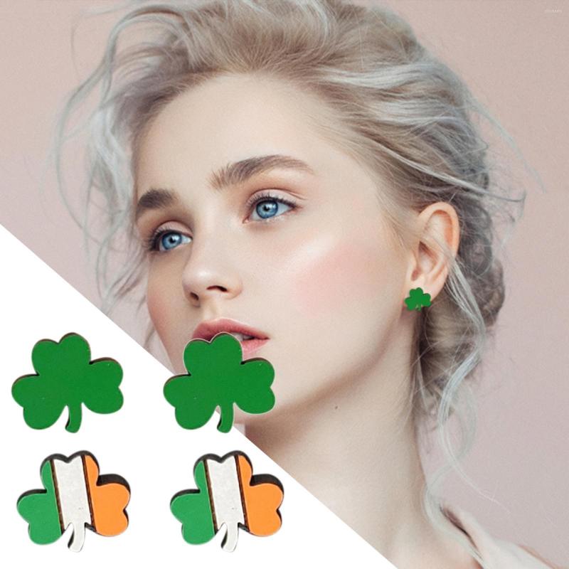 

Backs Earrings Stud Irish Green Wooden Ear Accessories