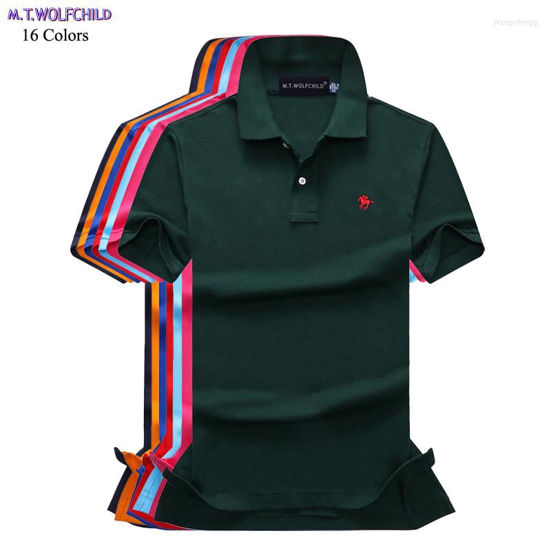 

Men' Polos Good Quality 2023 Summer Mens Short Sleeve  Shirts Cotton Casual Small-horse Fashion Slim Male Tops, White