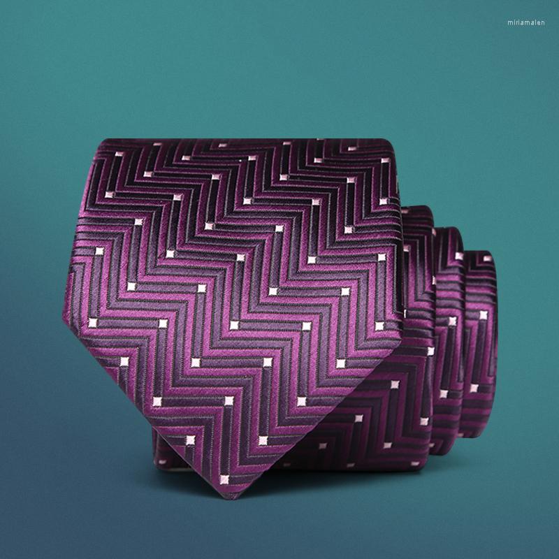 

Bow Ties 2023 7cm Neck For Men 7 Cm Wedding Accessories Slim Fashionable Neckties Man Party Business Formal Purple Dots Tie