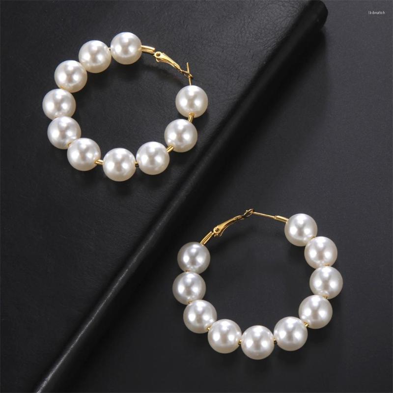 

Hoop Earrings Cazador Stainless Steel Imitation Pearls For Women Gold Color 2023 Trend Jewelry Party Wedding Gift