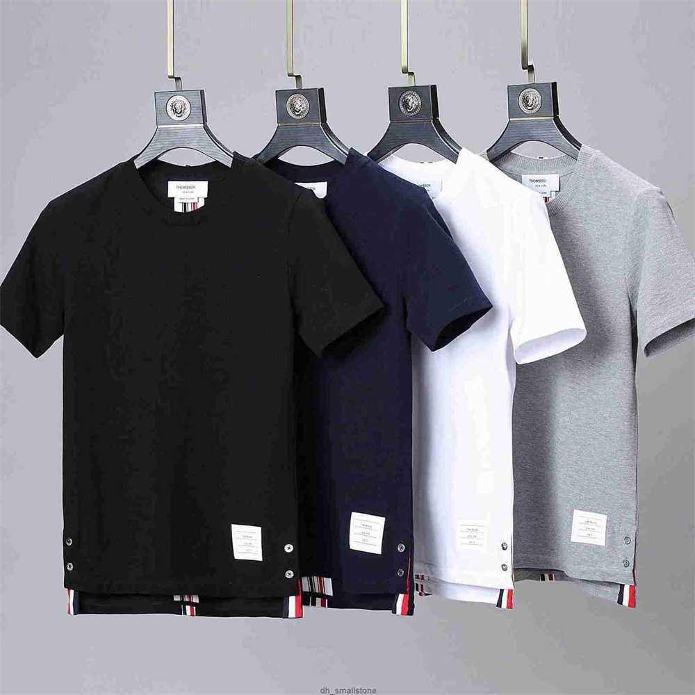 

T-shirts Tom Tee Brown Short Sleeve Round Neck 23ss Stripe Leisure Casual Fashion Designer Classic Polo Shirt Browin Tb Ribbon Red White Bluo9os, Gray