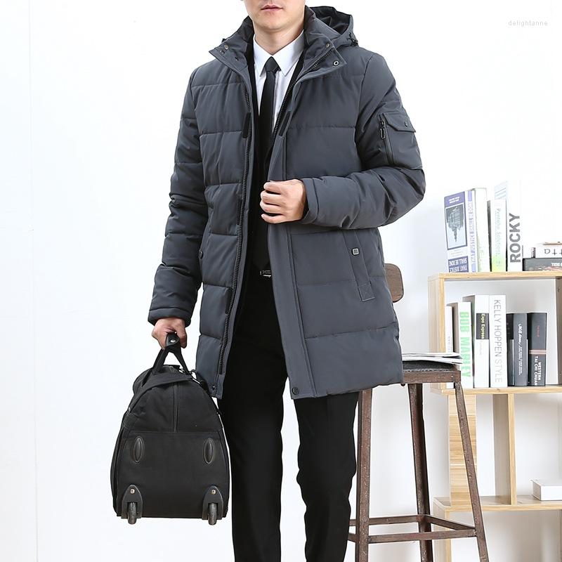 

Men's Down Clothes Male Long Thickening Cotton-padded Jacket Middle-aged Big Yards Coat, Black