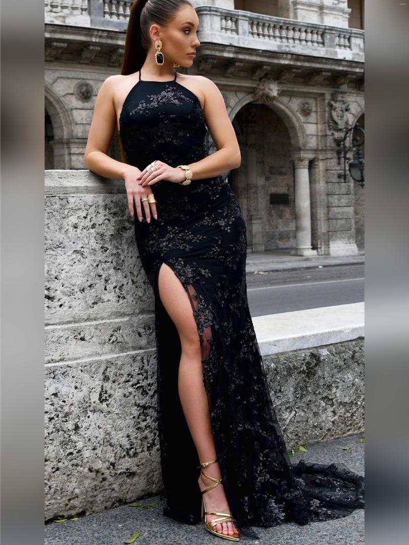 

Party Dresses Off Shoulder Sexy For Women Black Backless Gowns Formal 2023 High Slit Bandage Vestidos Elegantes Para Mujer