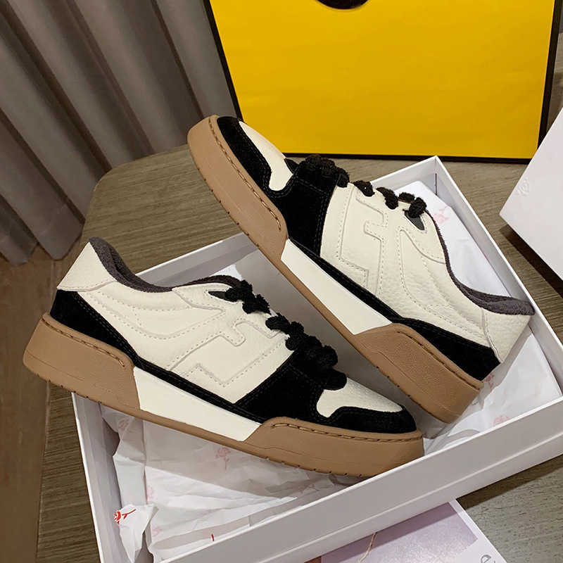 

Shoes Family F Couple Casual Board Shoes Women's 2023 New Versatile ins Low top Sports Shoes Genuine Leather Color Contrast Thick soled German, Black