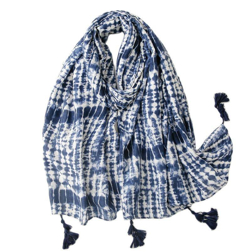 

Scarves High Quality 2023 Long Women Scarf Tassel Warm Shawl Soft Wrap Casual Blue YEAR Present Gift