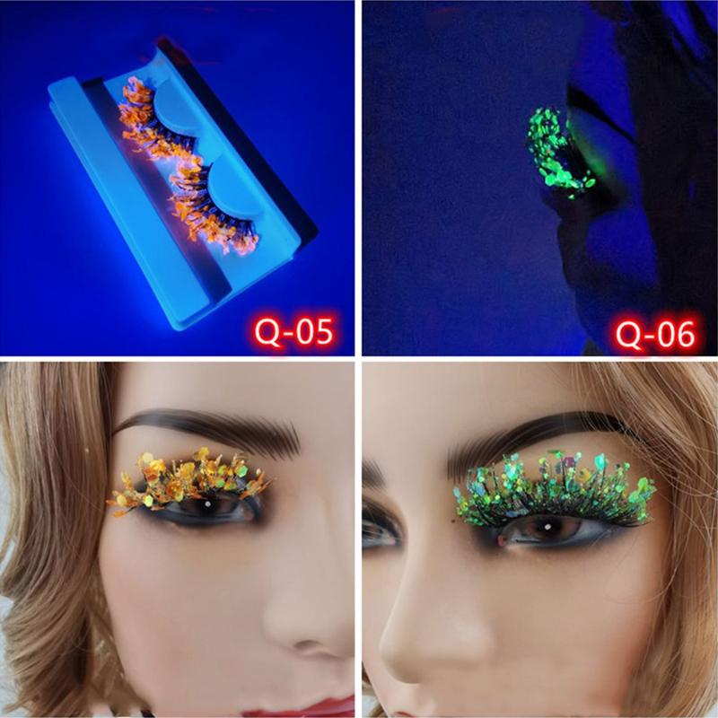 

False Eyelashes 1Pair Coloful Luminous Mink Fluffy Lashes Dramatic Messy Long Makeup Sequins Extension DropshipFalse