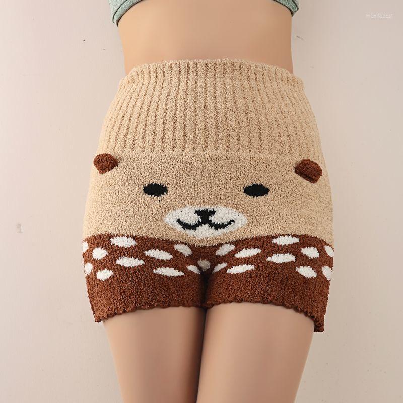 

Women's Sleepwear Spring Autumn Thick Leggings Knitted Double-layered Fleece Belly Protection Warm High-waist Shorts Sleep Bottoms