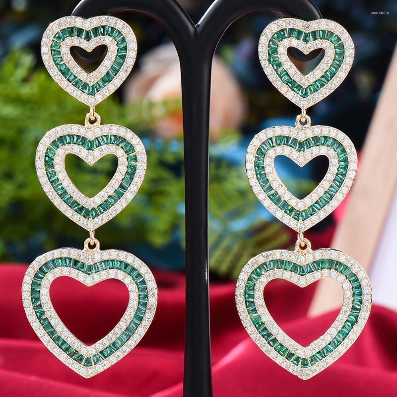 

Dangle Earrings Trendy Cute Luxury Brazilian Romantic Heart For Women Wedding Engagement Party Cubic Zircon Dubai Bridal