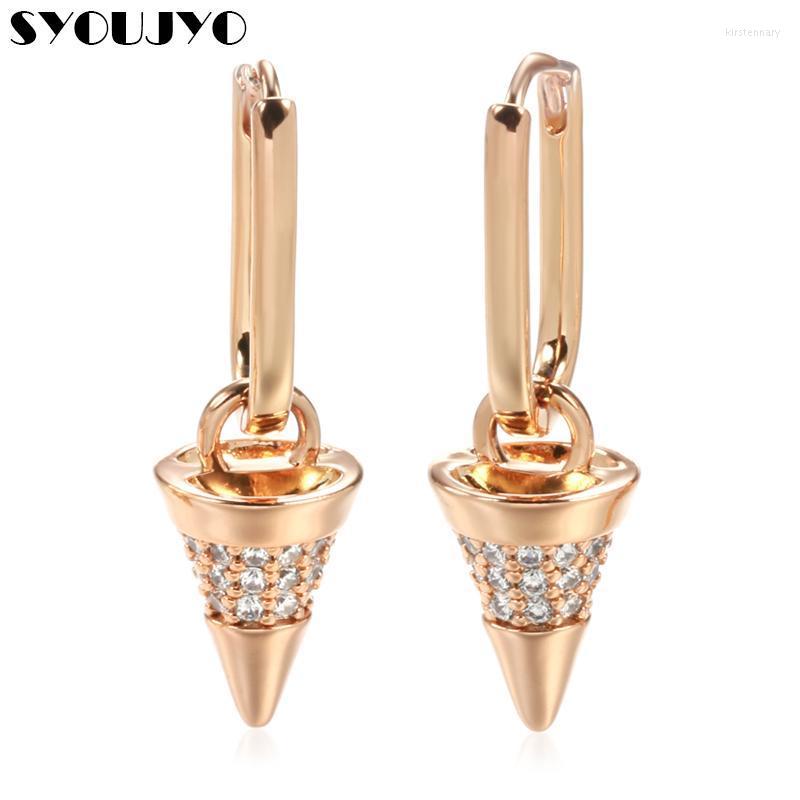 

Dangle Earrings & Chandelier Classic Fashion Cone Hoop 585 Rose Gold Earring For Women Natural Zircon Micro Inlay Dropping JewelryDangle Kir