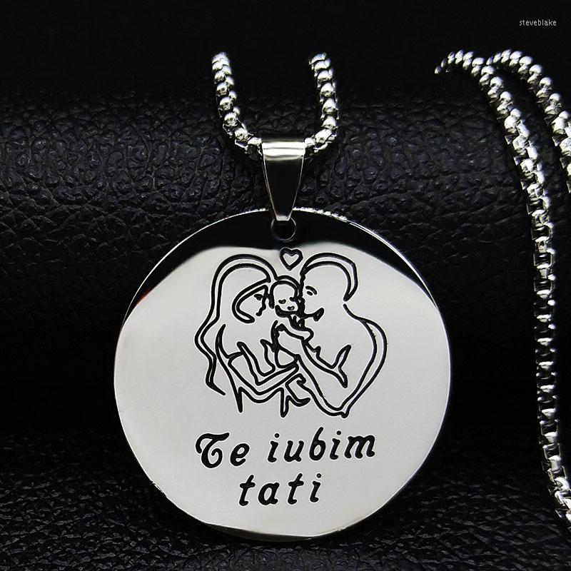 

Pendant Necklaces Te Iubim Tati Stainless Steel Necklace Women Romanian Dad I Love You Silver Color Pendants Jewelry Collares N585S01