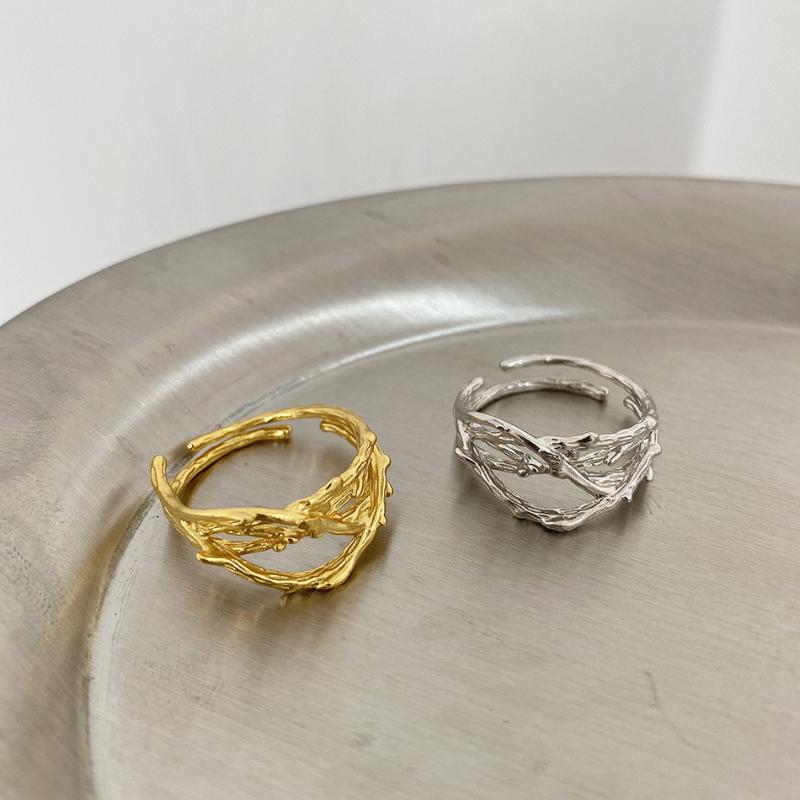 

Cluster Rings 925 Sterling Silver Irregular Geometric Hollow Open Original Women Gift