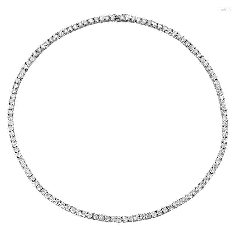 

Chains Real 4mm Moissanite Tennis Necklace Women S925 Silver D Color Diamond Hiphop Platinum Plated Pass