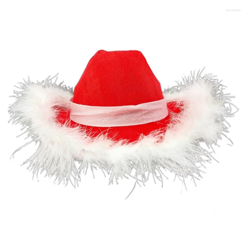 

Berets Lightweight Red Color Christmas Hats For Women Men Thick Cowboy Hat With Fluffy Brim Jazz Felt Casual Party Drop, Picture shown