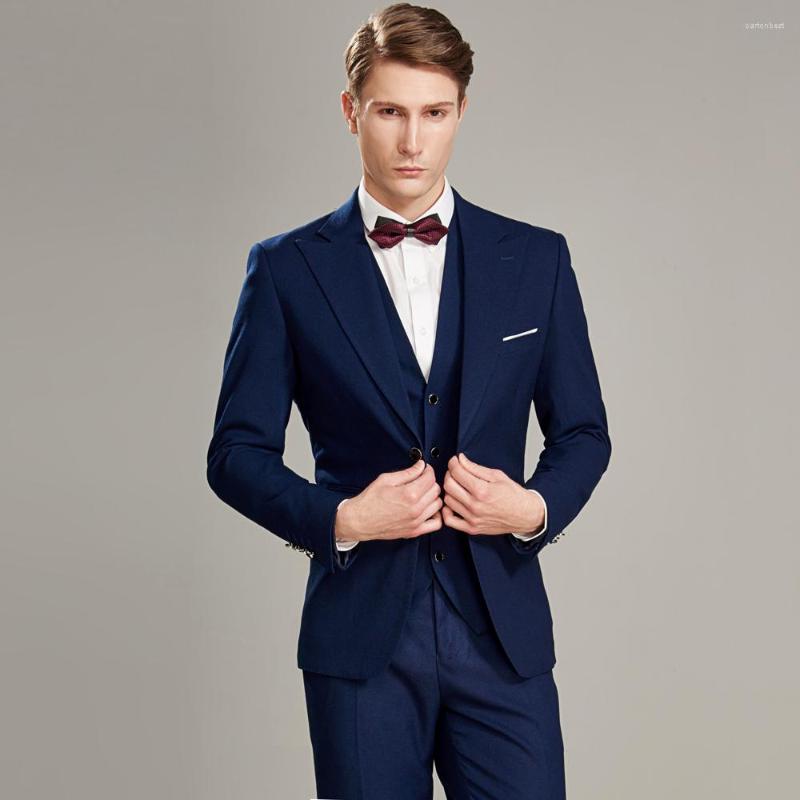 

Men's Suits Plyesxale Dress Suit Men 2023 Slim Fit 3 Piece Groom Wedding For Black Blue Mens Business High Quality Q131