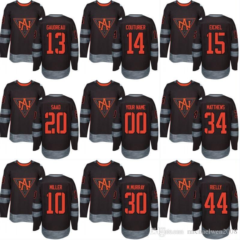 

North America 2016 World Cup of Hockey Jersey 13 Johnny Gaudreau 14 Sean Couturier 15 Jack Eichel 20 Saad Custom Hockey Jerseys, 29 nathan mackinnon