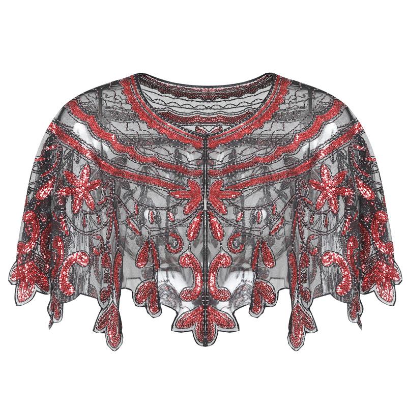 

Scarves Women's 1920s Wedding Wrap Bridal Shawl Gatsby Evening Bolero Flapper Cover Up Geometric Vintage Mesh Scarf For Party