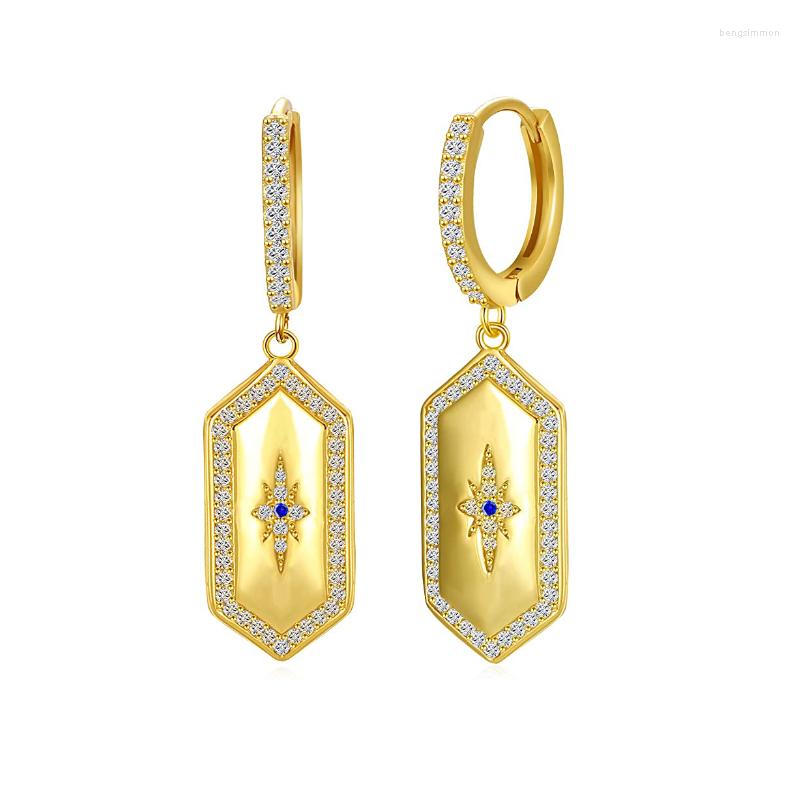 

Hoop Earrings 2023 Trendy Square Pendant Earring Star Cubic Zirconia Inlaid In A Circle For Women Piercing Pendientes Jewelry Wholesale