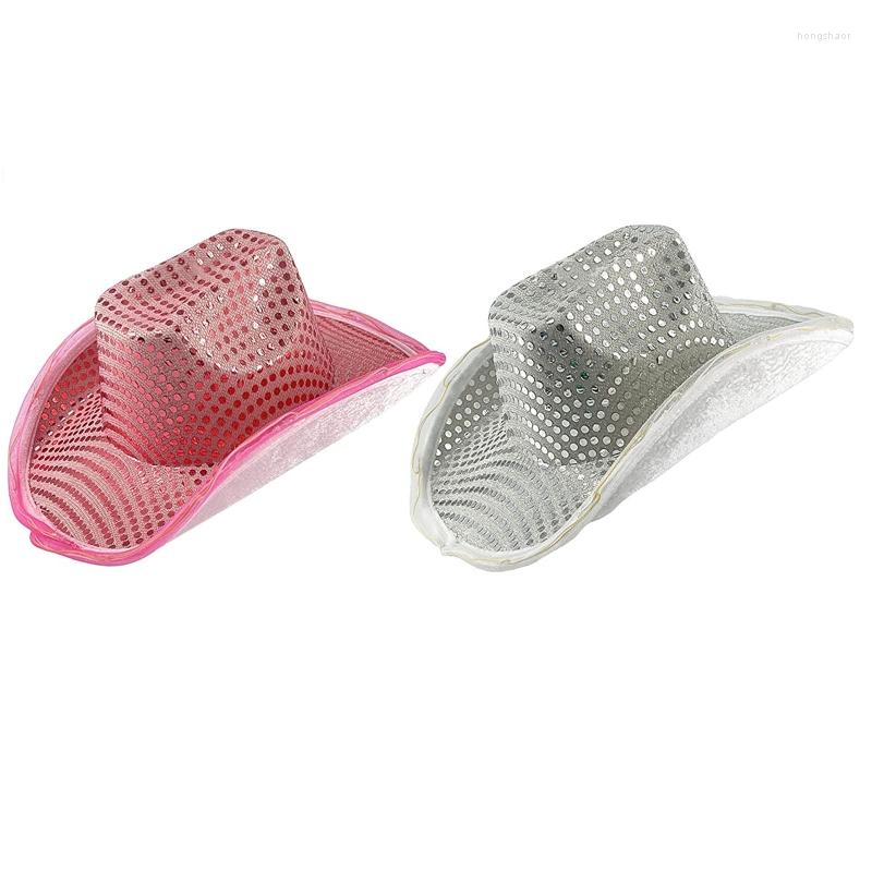 

Berets Fashion Led Light Western Felt Fedora Hat Wide Up Brim Cowboy Jazz, Silver lamp