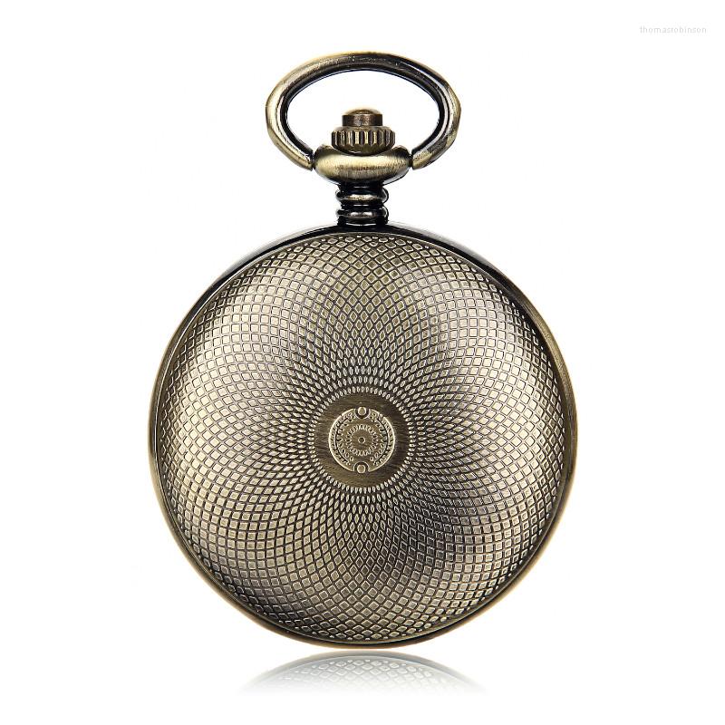 

Pocket Watches SHUHANG Brand Bronze Tone Case Black Dial Arabic Number Skeleton Steampunk Hand Wind Mechanical Watch W/Chain Full, Picture shown