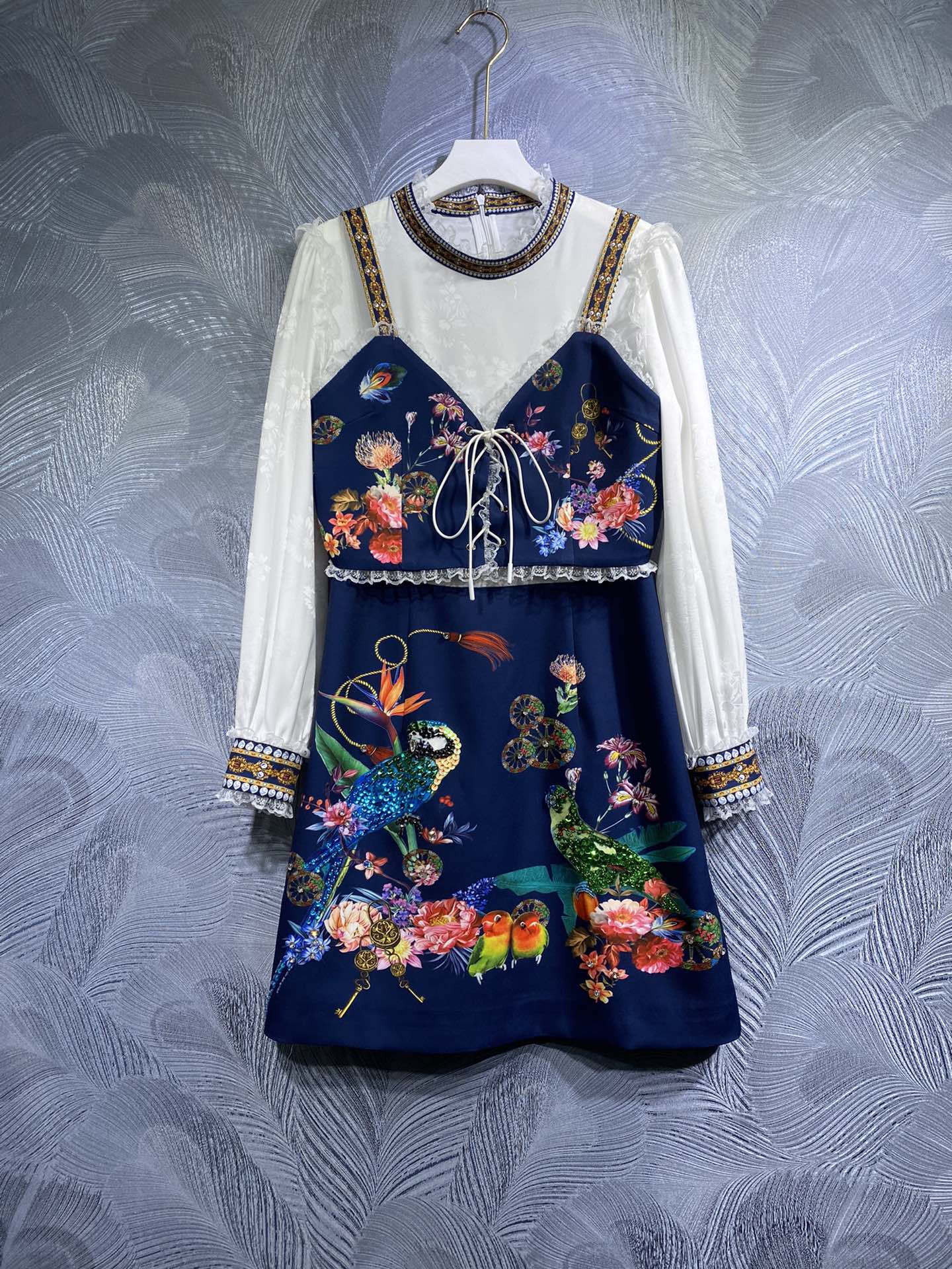 

2023 Spring New Casual Dresses High-neck Fashion Style Print Long Sleeve, Customize