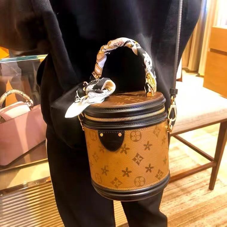 

Top Luxury quality Shoulder Bag Designer Bags Sale Discount genuine leather Handbags Purse Women Cannes Fashion Barrel Shaped Flower Lady Ha, Brown flower