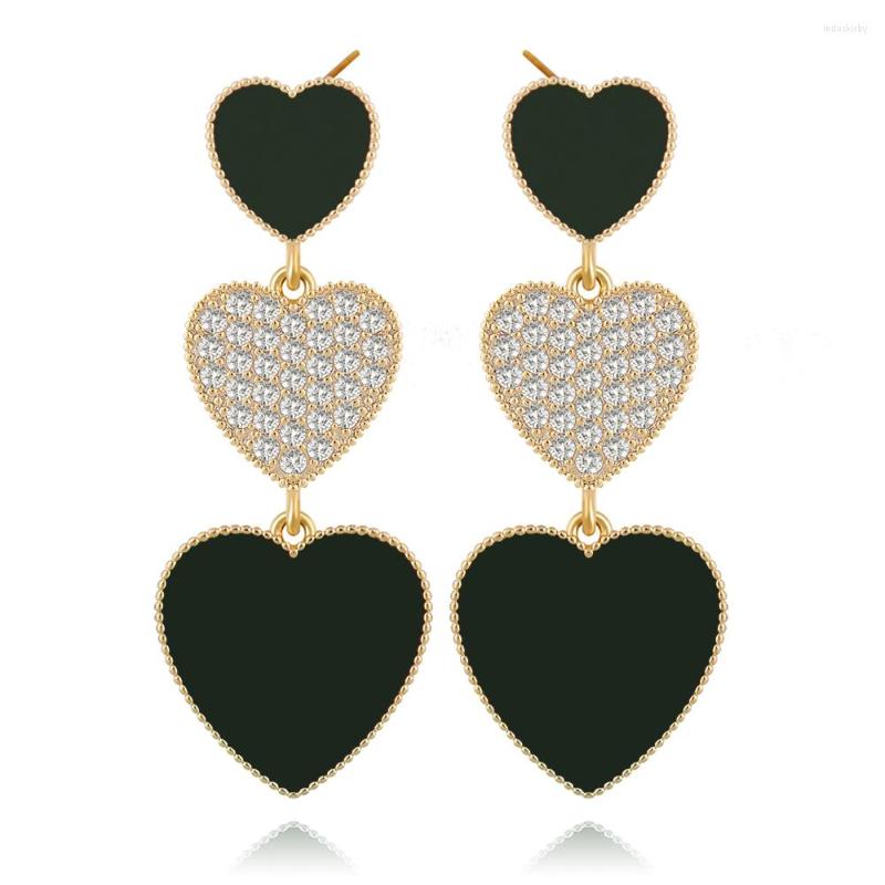 

Dangle Earrings Korean Designer Love For Women Zircon Heart Stud Hypoallergenic Charm Luxury All-match Jewelry Send Girlfriend